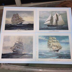 Nautical Clipper Ship Art Prints Set